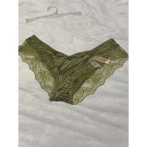Victoria Secret Olive Green Satin and Lace Cheeeky Panty Size XL